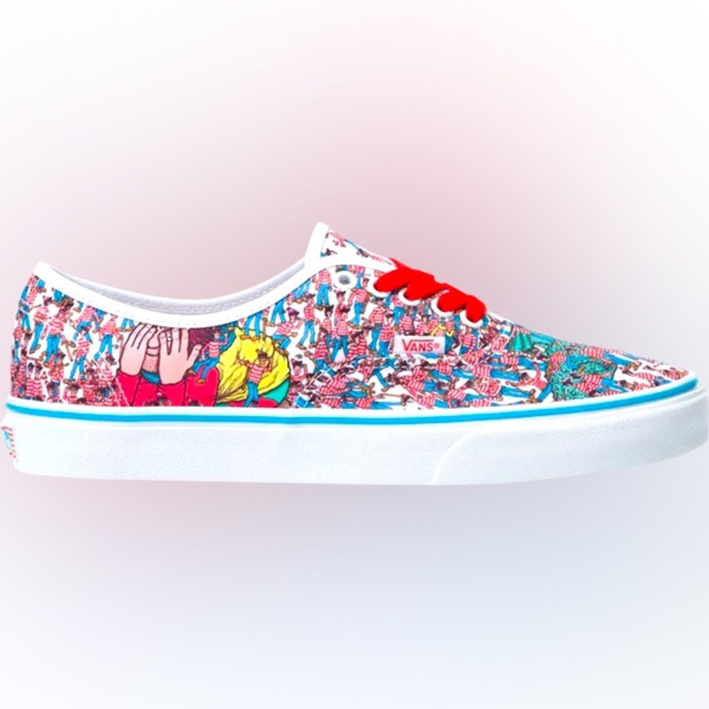 Where’s Waldo Low top vans Red White and blue